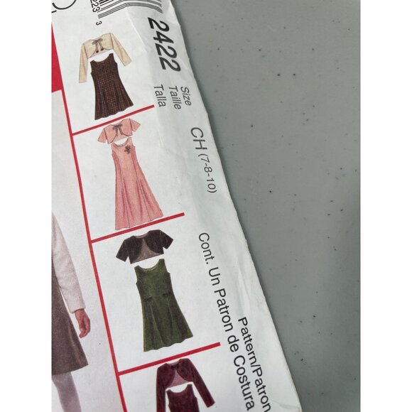 McCalls 2422 Sewing Pattern Size 7/8/10 Childrens Dress Lined Bolero Jacket CUT - Picture 5 of 6